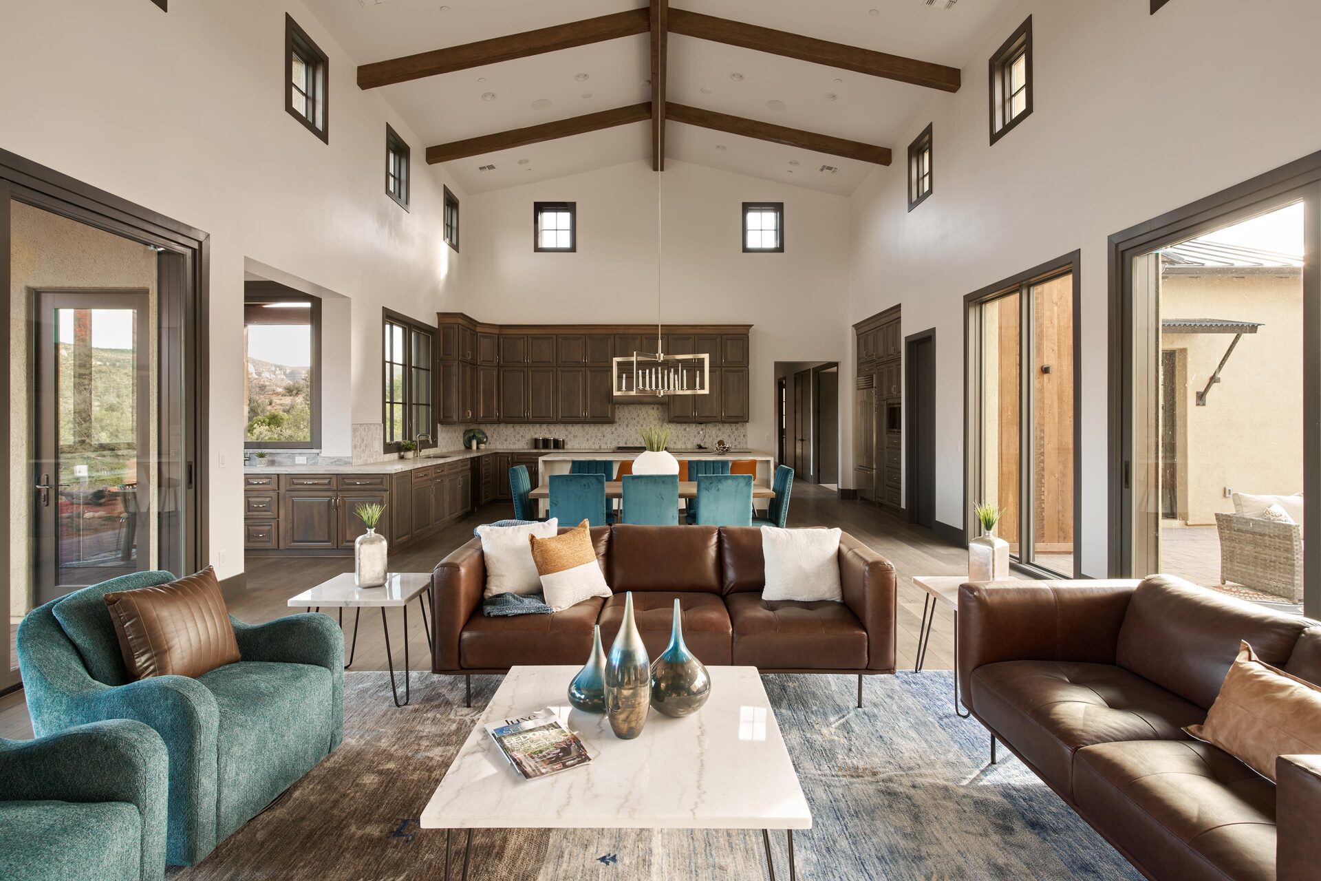 Great room with vaulted ceiling