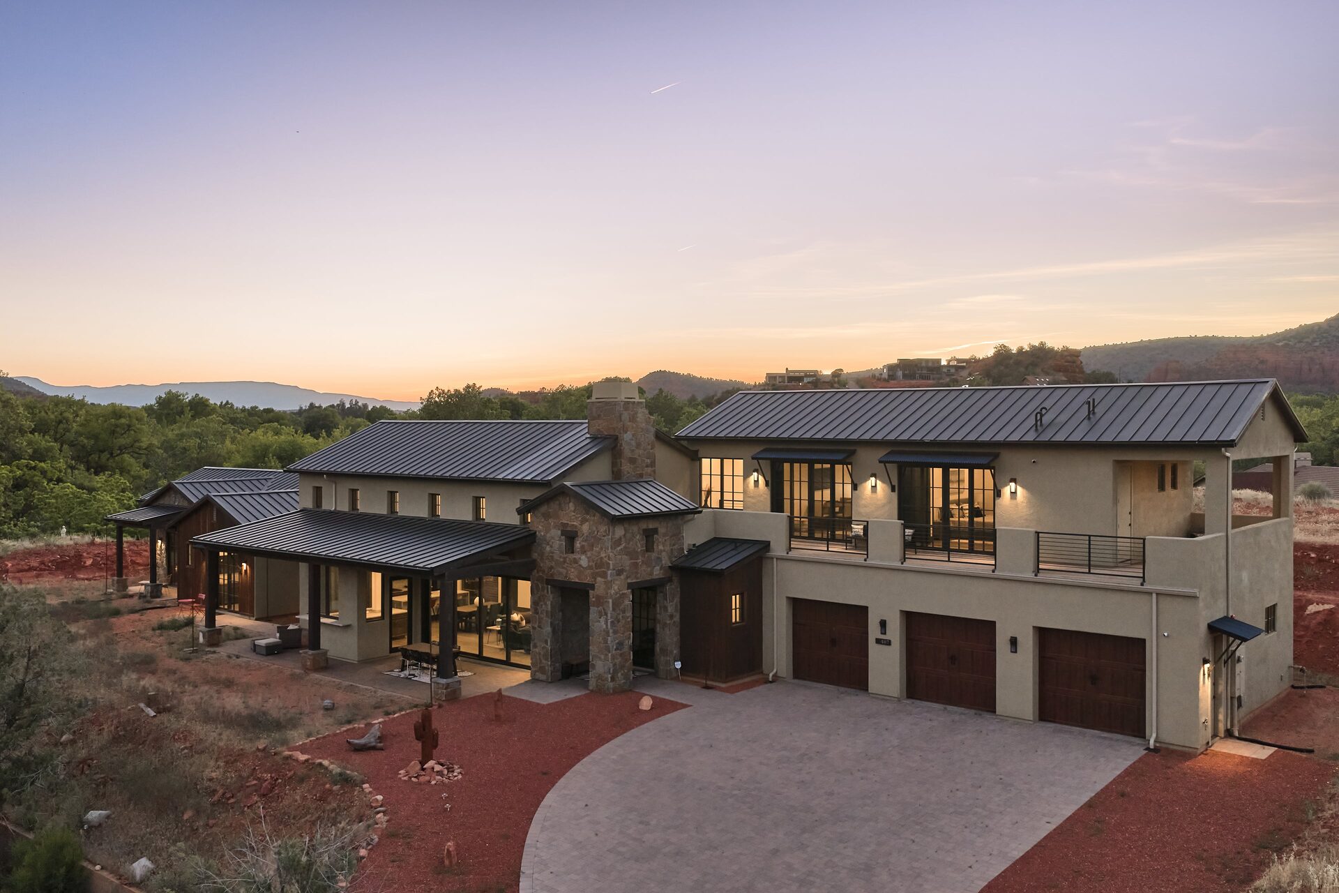 The estate at golden hour, viewed from the south